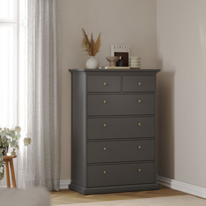 Matt Black Walnut 6 Drawer Double Chest – Ry Collection