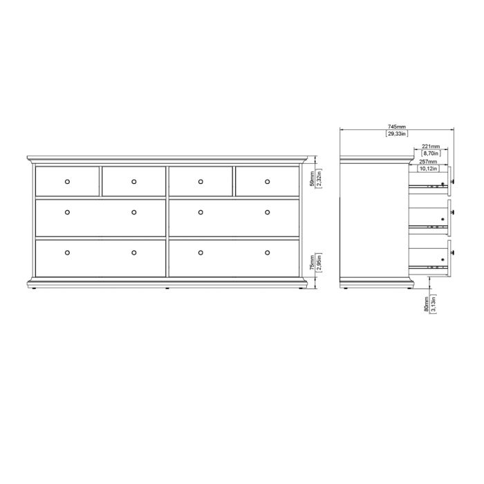 Paris Chest of 8 Drawers in White