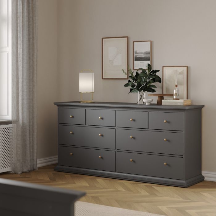 Paris Chest of 8 Drawers in Matt Grey