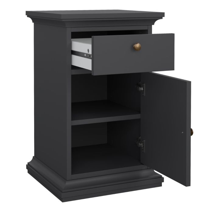 Paris Nightstand 1 Door + 1 Drawer in Matt Grey