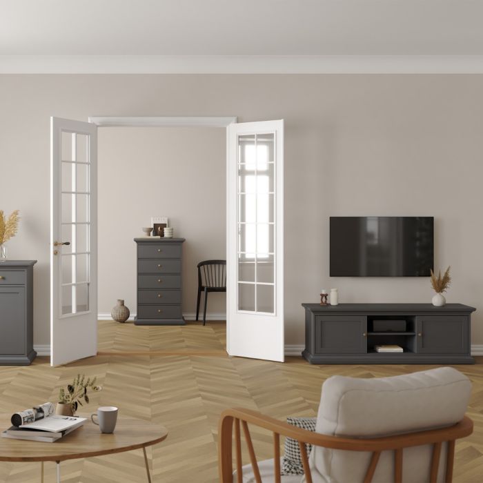 TV Unit with 2 Frame Doors in Matt Grey – Paris Collection