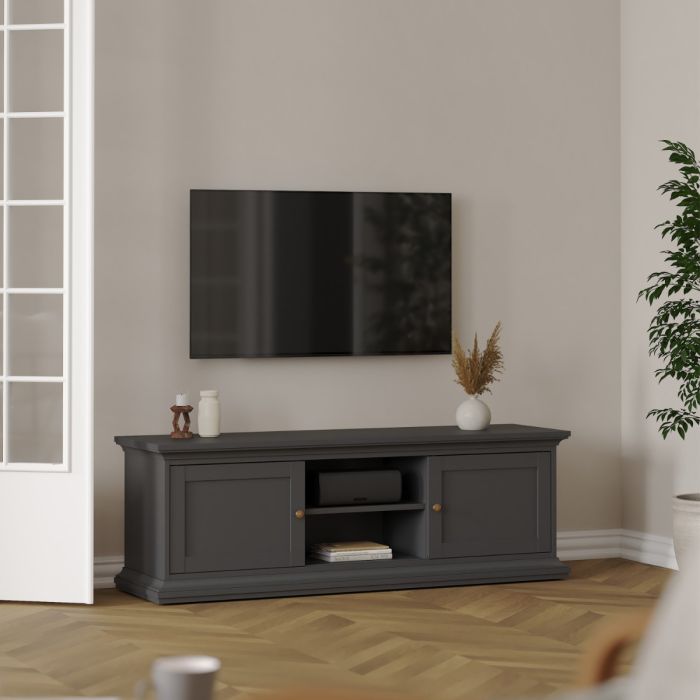 TV Unit with 2 Frame Doors in Matt Grey – Paris Collection