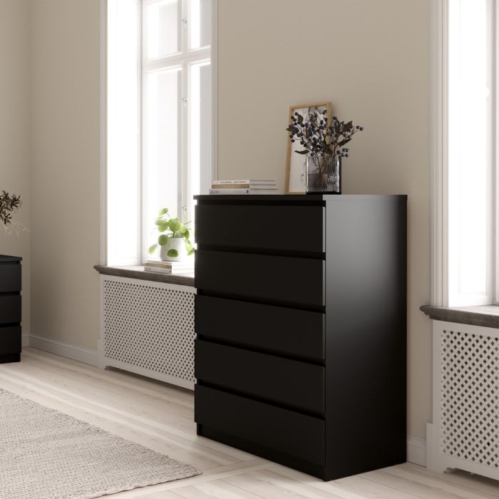 Naia Chest with 5 Drawers in Black Matt