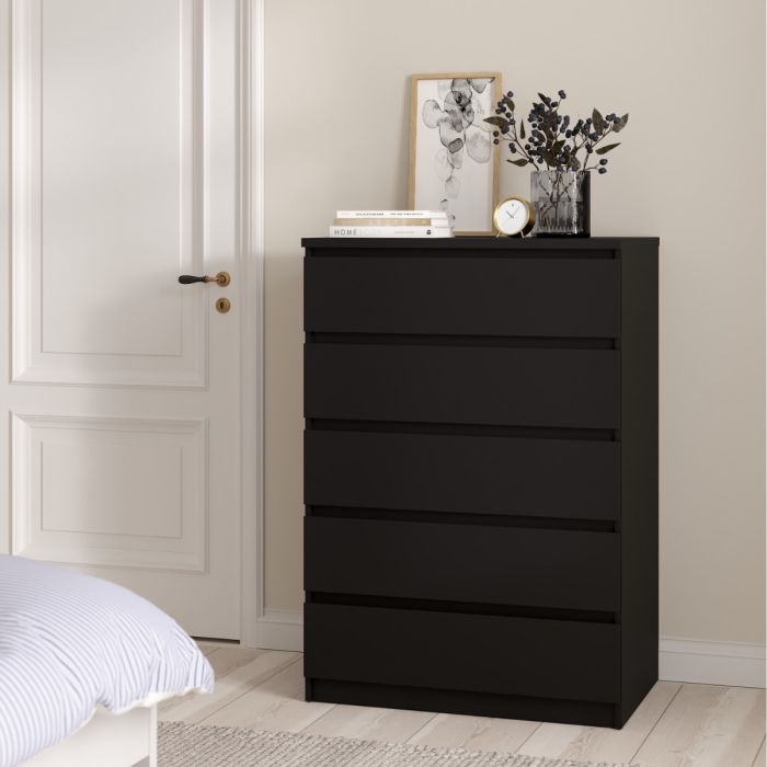 Naia Chest with 5 Drawers in Black Matt