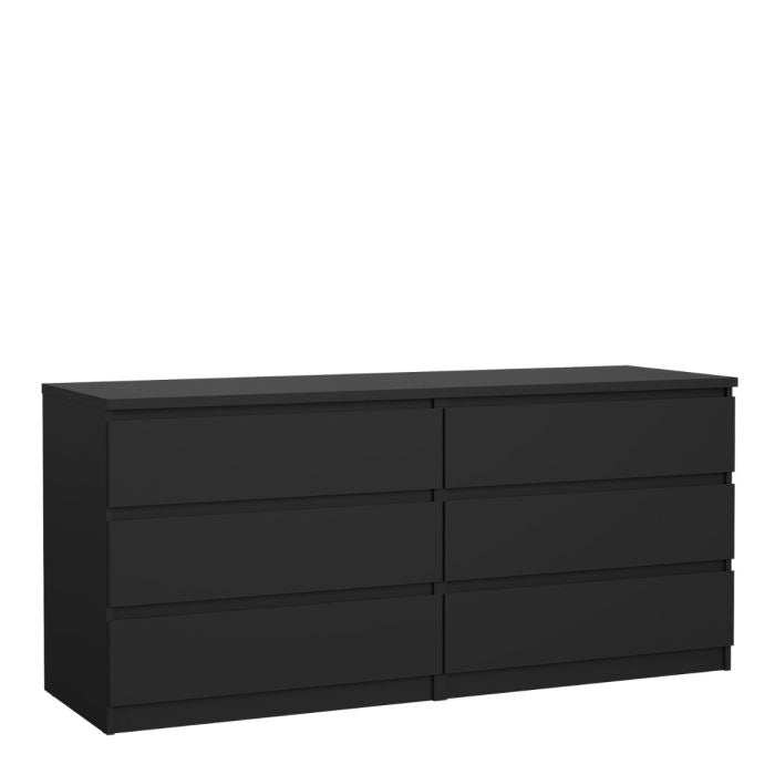 Naia Wide Chest with 6 Drawers in Black Matt