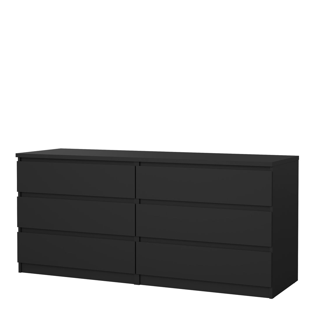 Naia Wide Chest with 6 Drawers in Black Matt