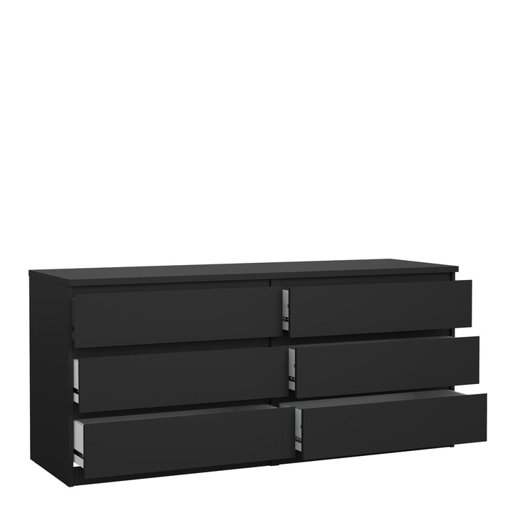 Naia Wide Chest with 6 Drawers in Black Matt