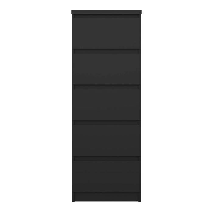 Naia Narrow Chest with 5 Drawers in Black Matt