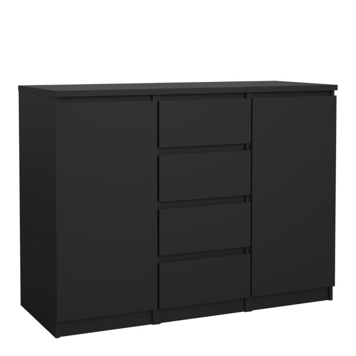 Naia Sideboard with 4 Drawers and 2 Doors in Black Matt Finish