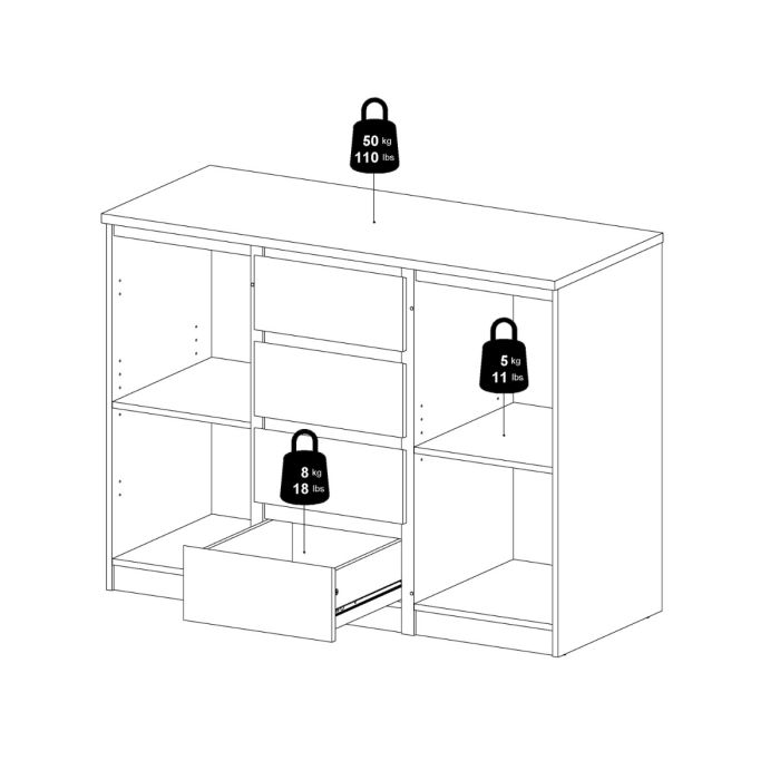 Naia Sideboard with 4 Drawers and 2 Doors in Black Matt Finish