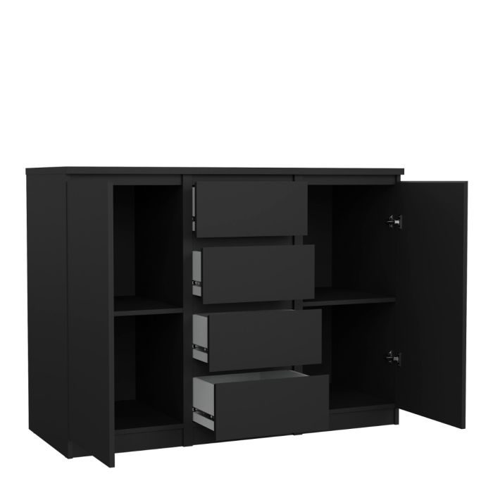 Naia Sideboard with 4 Drawers and 2 Doors in Black Matt Finish