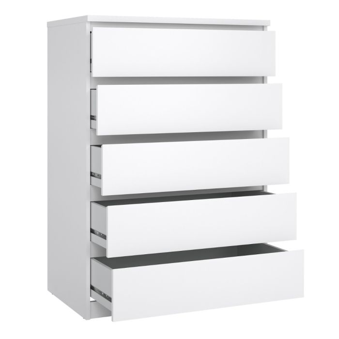 Naia Chest with 5 Drawers in White High Gloss