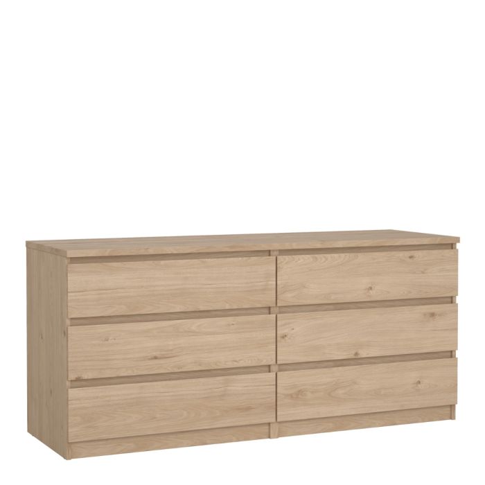 Naia Wide Chest of 6 Drawers in Jackson Hickory Oak