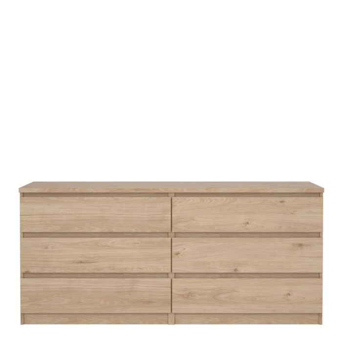 Naia Wide Chest of 6 Drawers in Jackson Hickory Oak