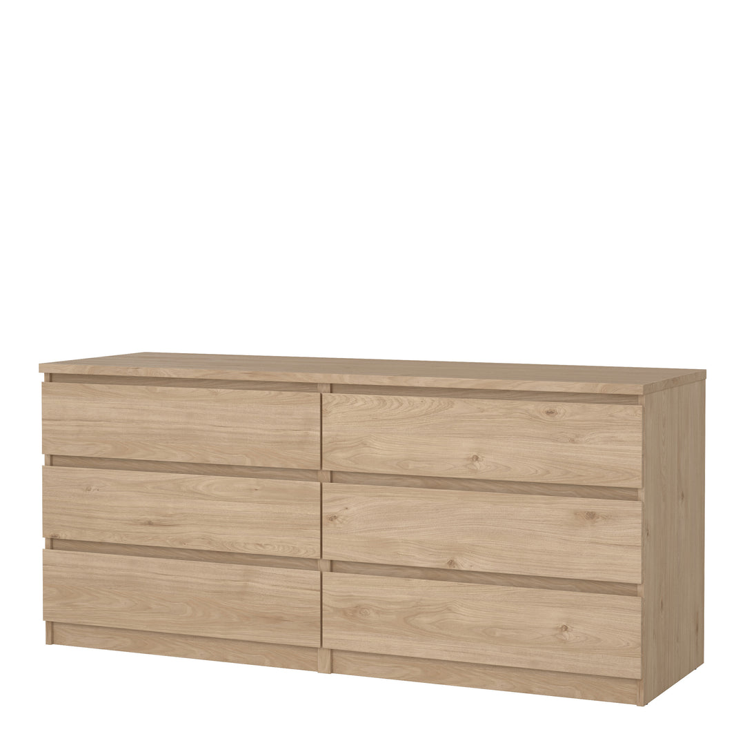 Naia Wide Chest of 6 Drawers in Jackson Hickory Oak