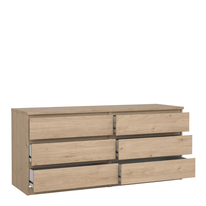 Naia Wide Chest of 6 Drawers in Jackson Hickory Oak