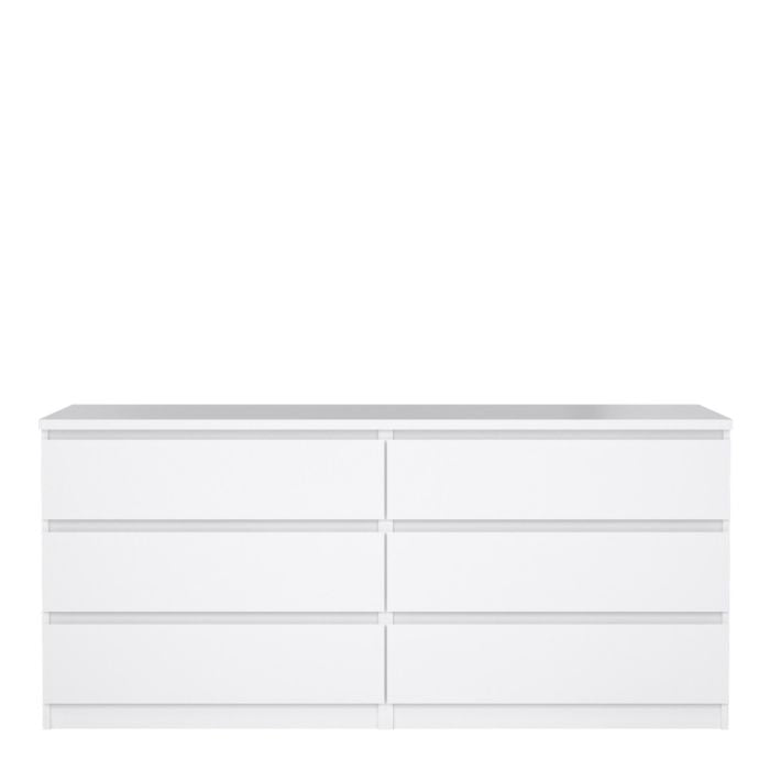Naia Wide Chest with 6 Drawers in White High Gloss