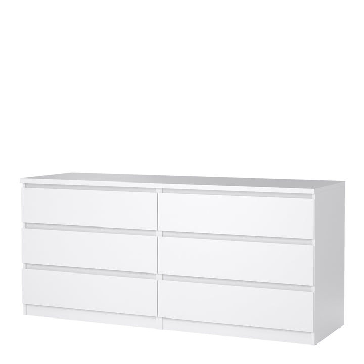 Naia Wide Chest with 6 Drawers in White High Gloss