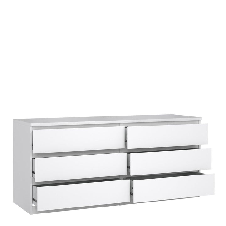 Naia Wide Chest with 6 Drawers in White High Gloss