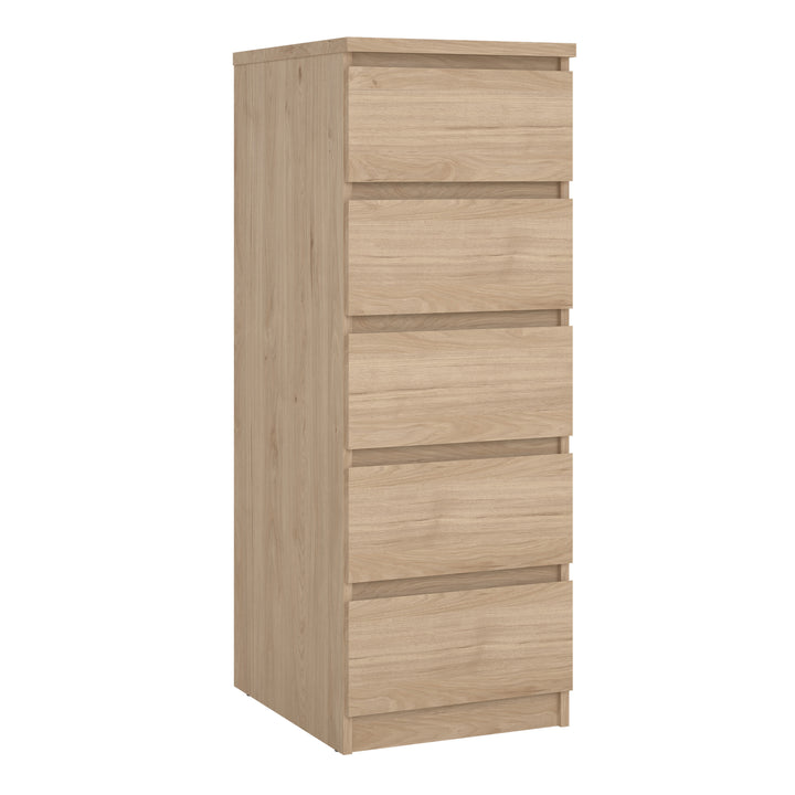 Naia Narrow Chest of 5 Drawers in Jackson Hickory Oak