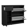 Naia Shoe Cabinet with 2 Flip-Down Doors, 1 Door & 1 Drawer in Matte Black