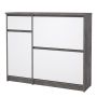 Naia Shoe Cabinet – Concrete & White High Gloss with 2 Flip Doors, 1 Door & 1 Drawer