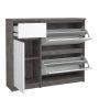 Naia Shoe Cabinet – Concrete & White High Gloss with 2 Flip Doors, 1 Door & 1 Drawer