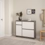 Naia Shoe Cabinet – Concrete & White High Gloss with 2 Flip Doors, 1 Door & 1 Drawer
