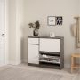 Naia Shoe Cabinet – Concrete & White High Gloss with 2 Flip Doors, 1 Door & 1 Drawer
