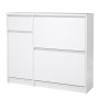 Naia Shoe Cabinet with 2 Flip-Down Doors, 1 Door & 1 Drawer in White High Gloss