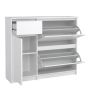 Naia Shoe Cabinet with 2 Flip-Down Doors, 1 Door & 1 Drawer in White High Gloss