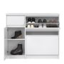 Naia Shoe Cabinet with 2 Flip-Down Doors, 1 Door & 1 Drawer in White High Gloss