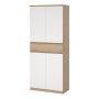 Naia Tall Shoe Cabinet with 4 Doors and 1 Drawer in Oak and White