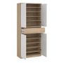 Naia Tall Shoe Cabinet with 4 Doors and 1 Drawer in Oak and White