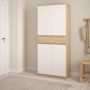 Naia Tall Shoe Cabinet with 4 Doors and 1 Drawer in Oak and White