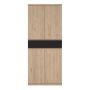 Naia Tall Oak & Black Shoe Storage Cabinet – 4 Doors, 1 Drawer