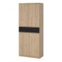 Naia Tall Oak & Black Shoe Storage Cabinet – 4 Doors, 1 Drawer