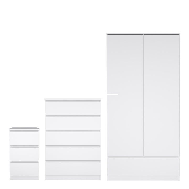 Naia 3 Piece Bedroom Package in White High Gloss
