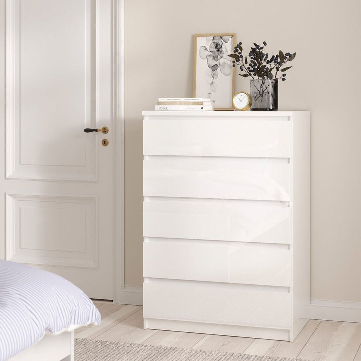 Naia 3 Piece Bedroom Package in White High Gloss