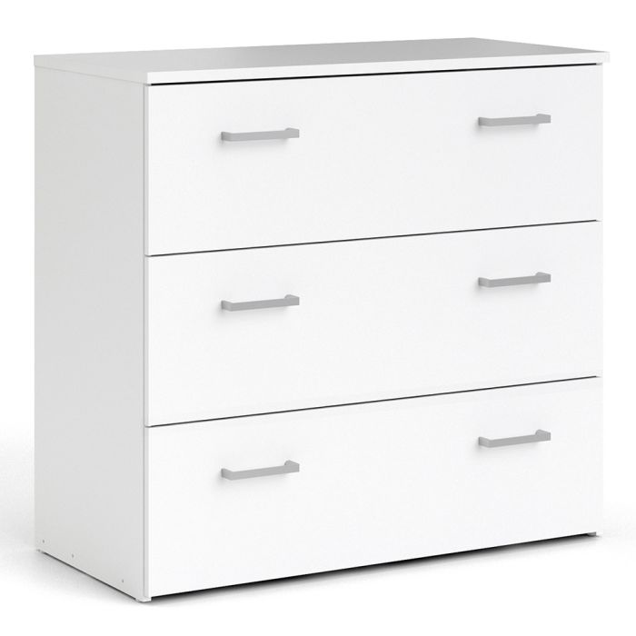 Space Package - Bedside 1 Drawer + Chest of 3 Drawers + Wardrobe with 2 Doors in White