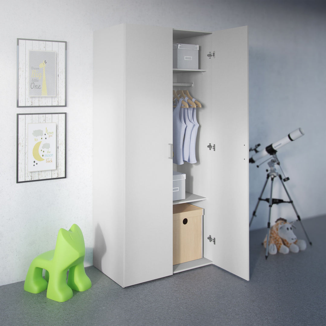 Space Wardrobe with 2 Doors in White 1750