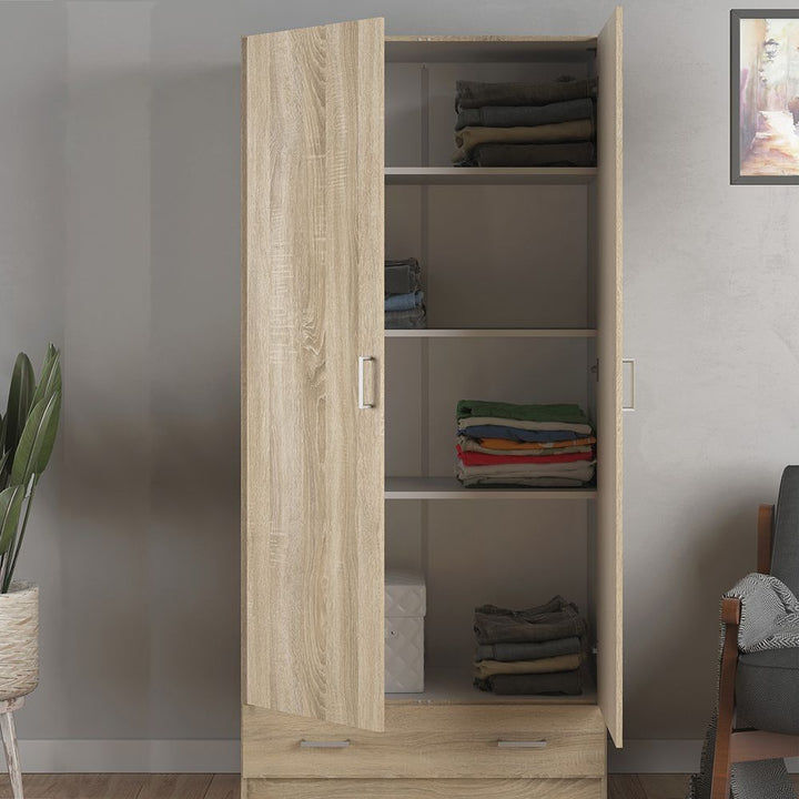 Space Package - Bedside 1 Drawer + Chest of 3 Drawers + Wardrobe with 2 Doors + 1 Drawer in Oak