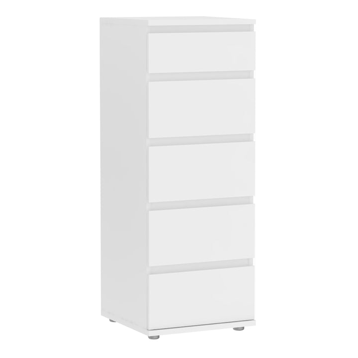 Nova Narrow 5 Drawer Chest in White