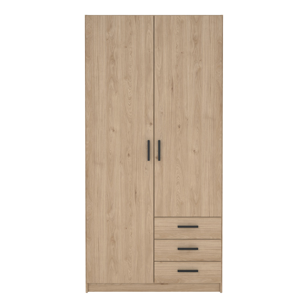Sprint Wardrobe with 2 Doors + 3 Drawers in Jackson Hickory