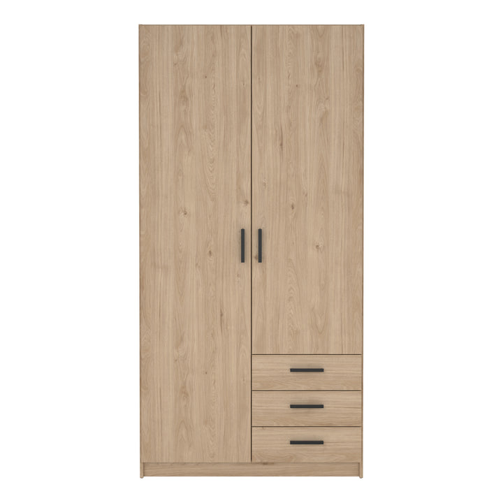 Sprint Wardrobe with 2 Doors + 3 Drawers in Jackson Hickory