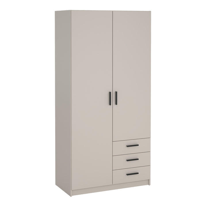 Sprint Wardrobe with 2 Doors + 3 Drawers in Cashmere