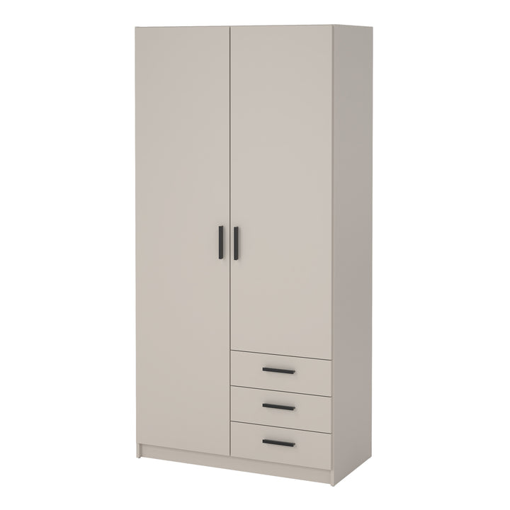 Sprint Wardrobe with 2 Doors + 3 Drawers in Cashmere