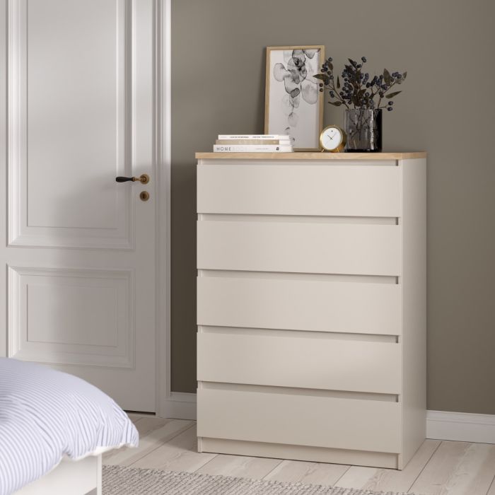 Naia Chest of 5 Drawers in Cashmere Jackson Hickory