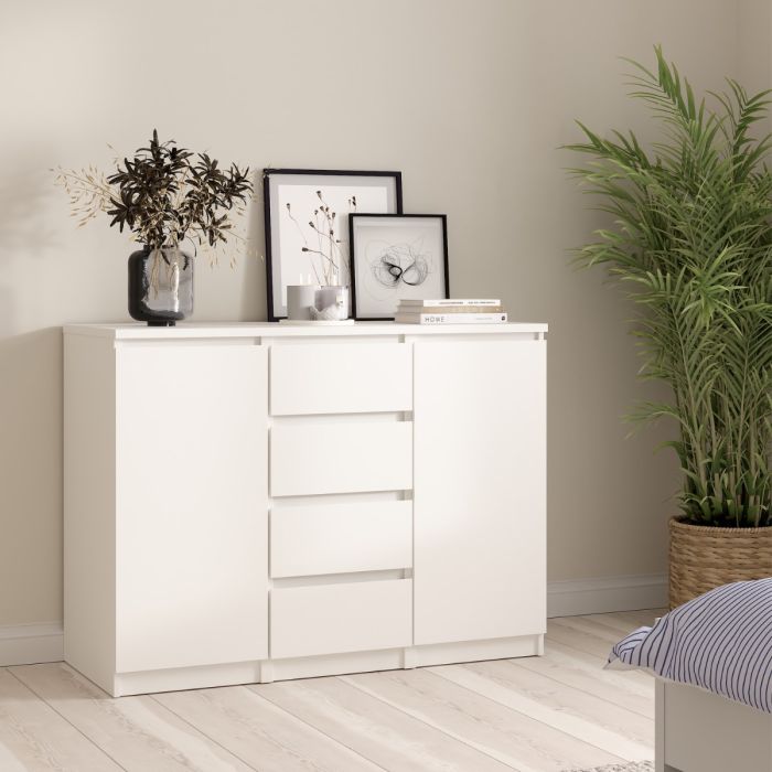 Naia Sideboard 4 Drawers 2 Doors in White
