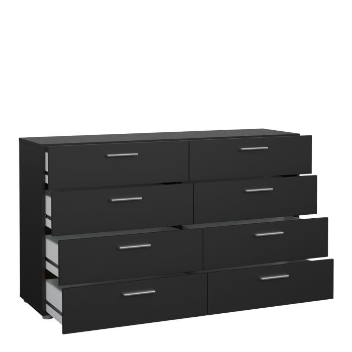 Pepe Wide Chest of 8 Drawers in Black